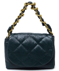 Quilted Flap Chain Link Crossbody Bag CJF115 TEAL